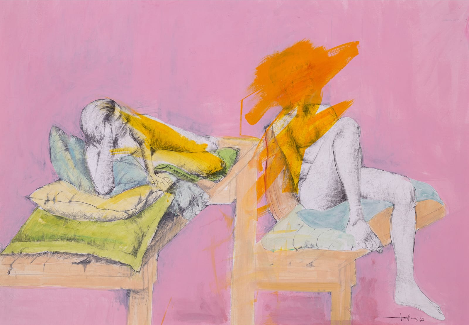 Helen Joseph, Nude Figures on Pink, 2022