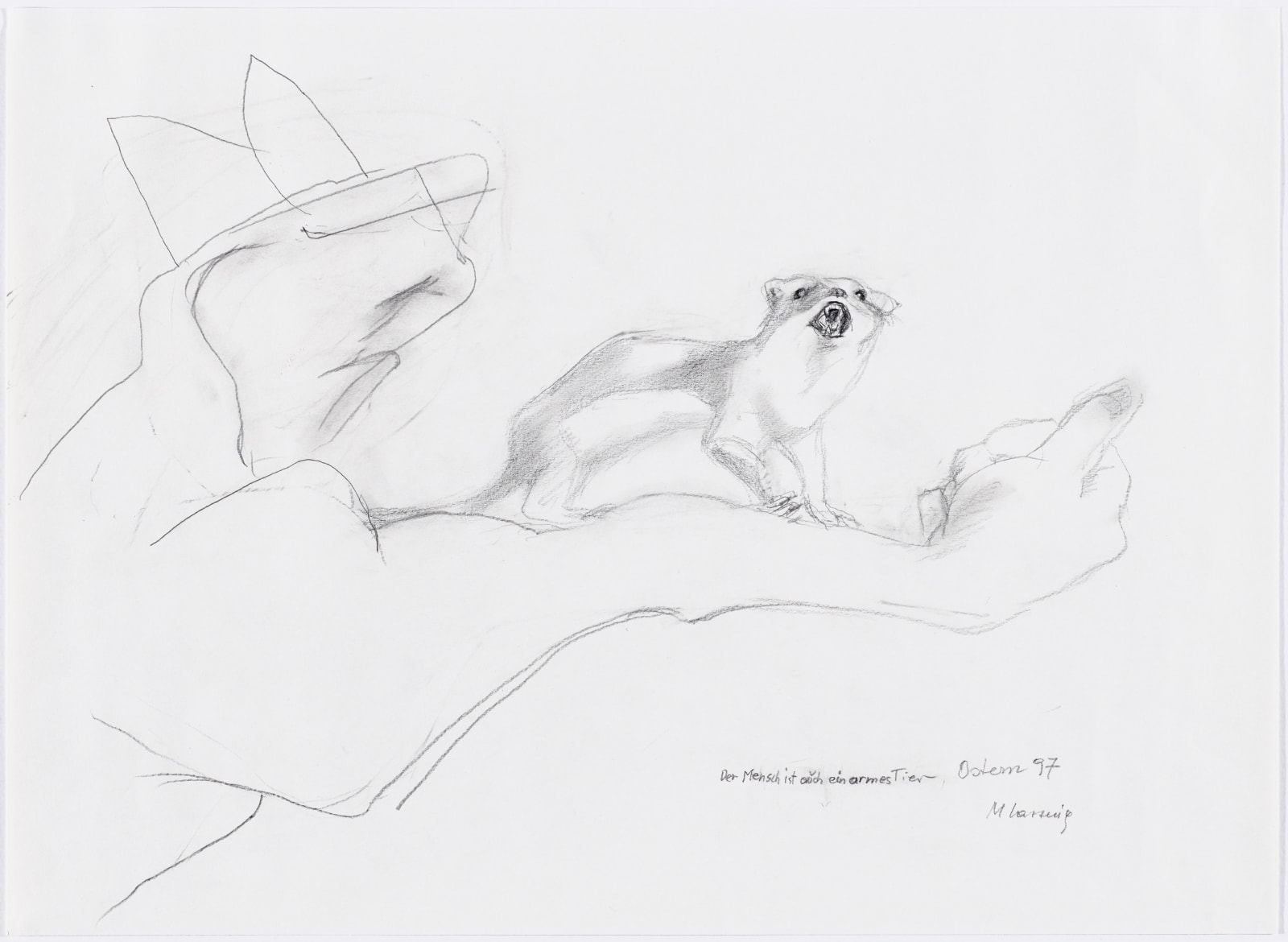 Maria Lassnig, Der Mensch ist auch ein armes Tier, 1997