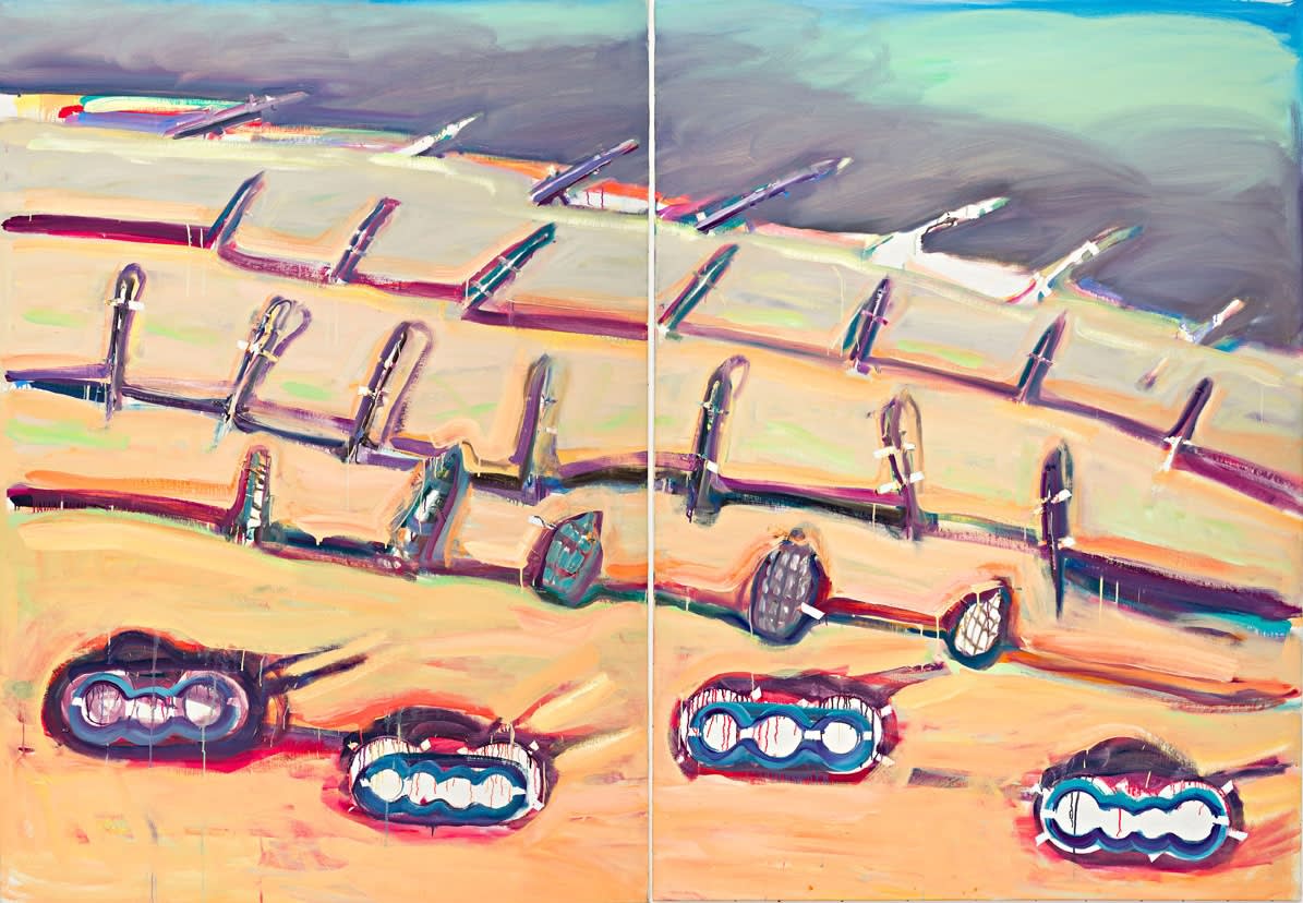 Maria Lassnig, Raketenbasis: Missiles I & II, 1989