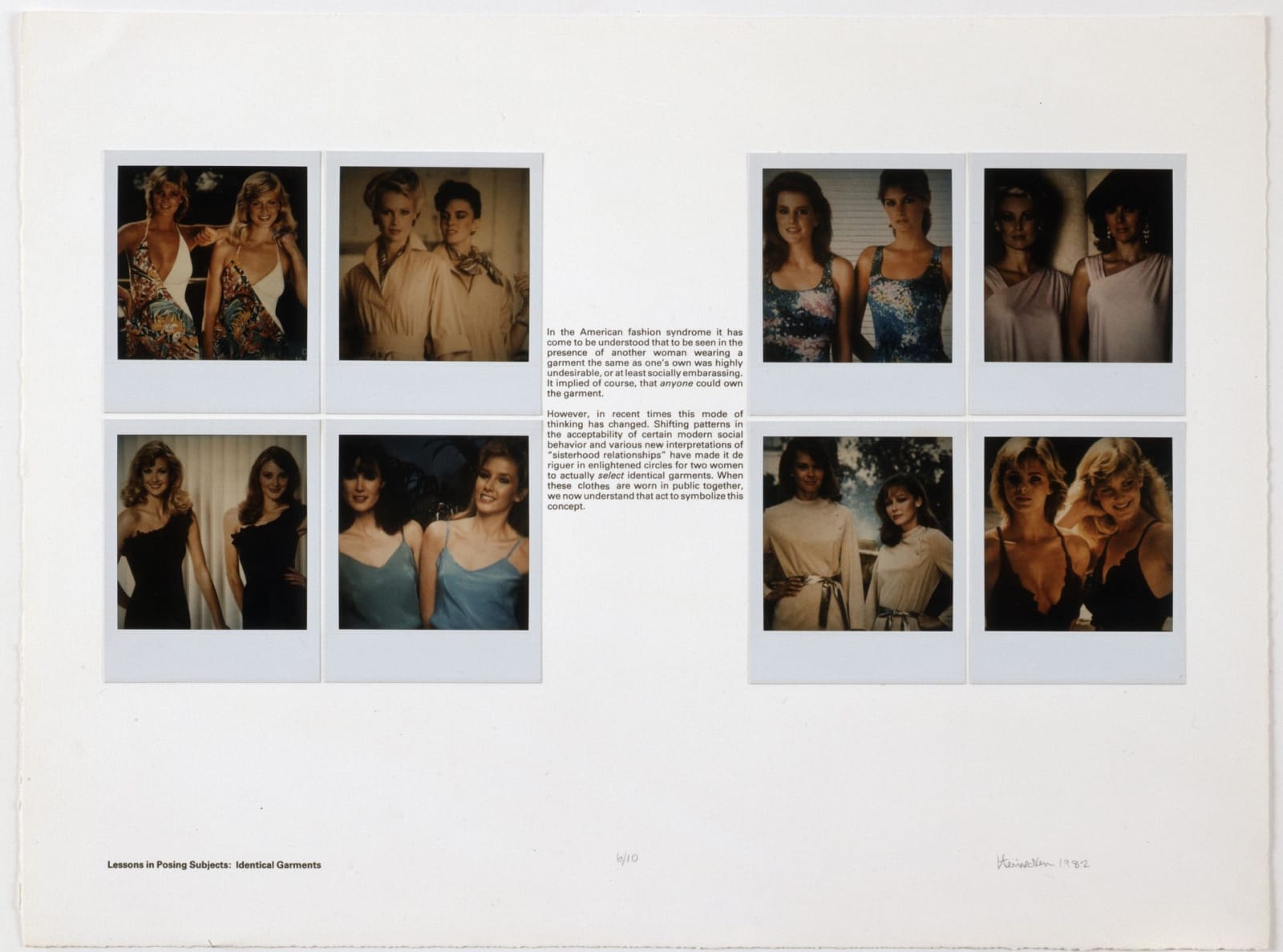 Robert Heinecken, Lessons in Posing Subjects: Identical Garments, 1982