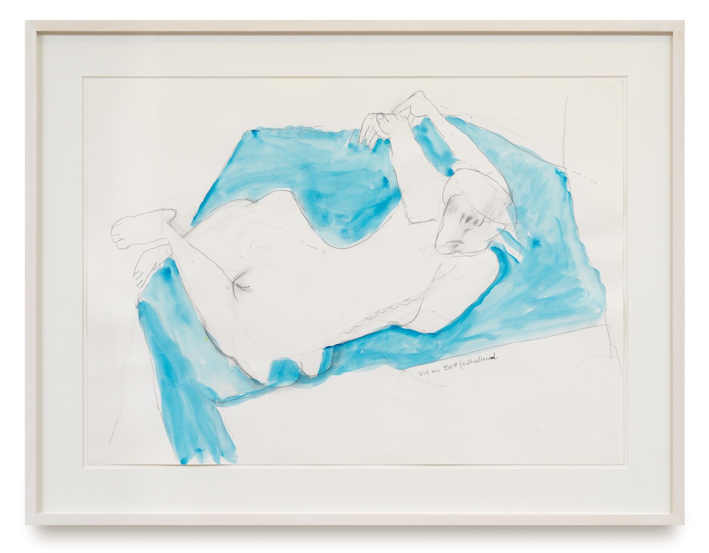 Maria Lassnig, Sich am Bett festhaltend / Holding on to the bed, ca. 2000-2007