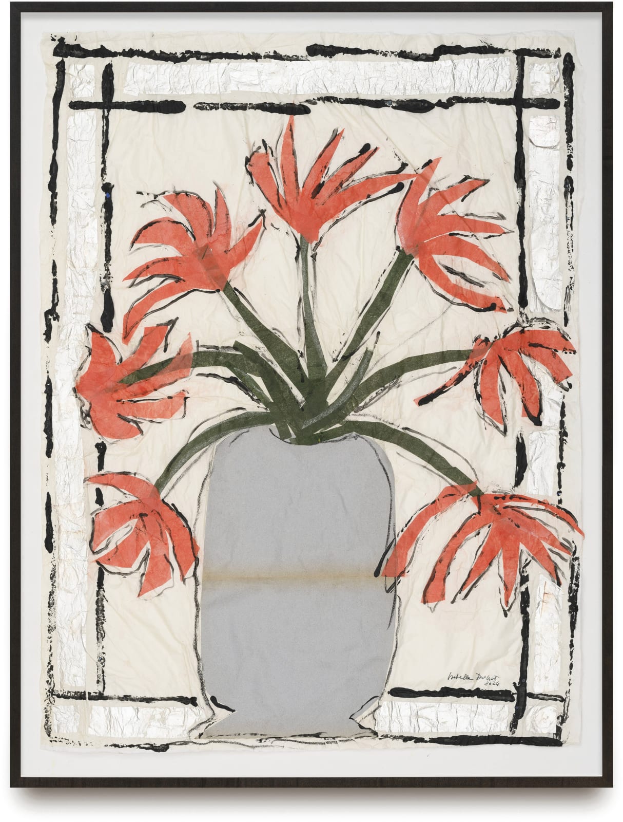Isabella Ducrot, Red Flowers with Silver Frame II, 2024