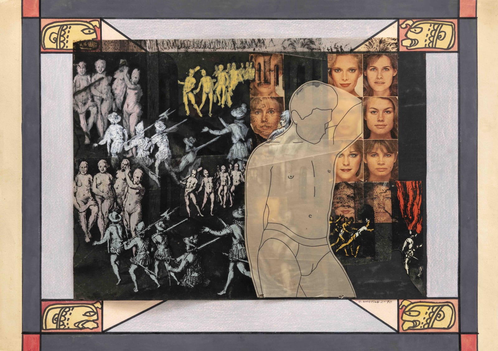 Raúl Martínez, Collage No., Serie de la Conquista, 1990