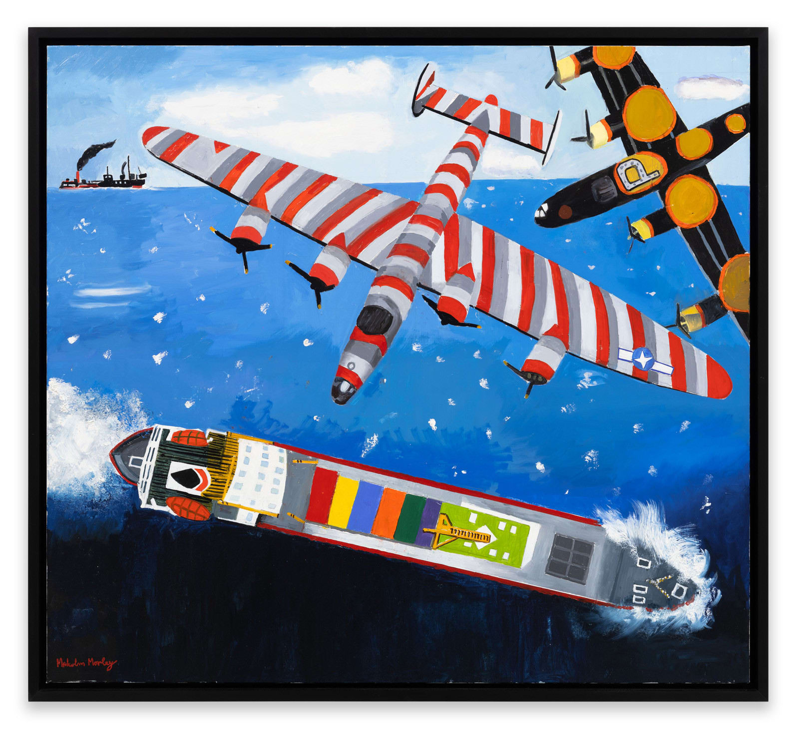 Malcolm Morley, Freighter with Primary Colors and B2 Bombers, 2013