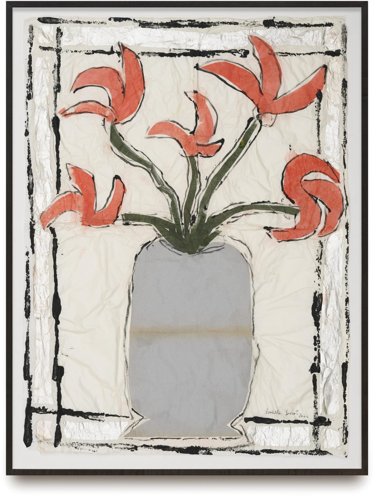 Isabella Ducrot, Red Flowers with Silver Frame I, 2024