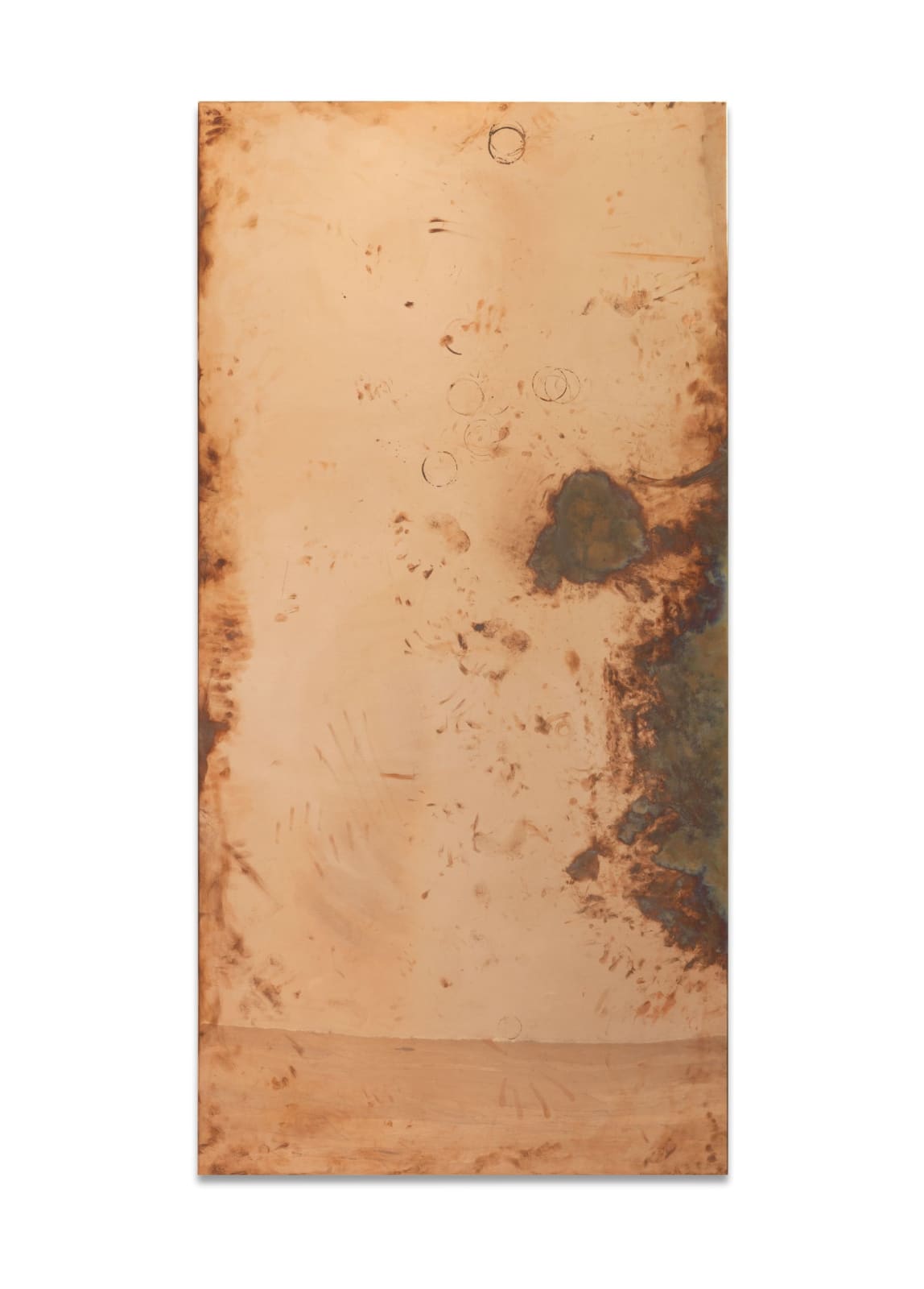 Walead Beshty, Desk [Source: chrome-plated steel and wood desk designed by Egon Eiermann from the office of Michael Wiesehöfer at Capitain Petzel, Karl-Marx-Allee 45, Berlin, Germany. Surrogate: WB97814 (produced in conjunction with Michael Wiesehöfer, Director), Copper Surrogate (Desk: designed by Egon Eiermann), conceived in 2013, produced in 2014, made of polished copper and powder-coated steel with the dimensions 78 7/8 x 39 1⁄16 x 29 1/16 inches as a singular object. Production completed by Benchmark Scenery Incorporated, Glendale, California from 48 ounce Electrolytic-Tough-Pitch C11000 Copper Alloy cut from 60 x 120 inch mirror-polished sheet and 24 ounce Electrolytic-Tough-Pitch C11000 Copper Alloy cut from 60 x 120 inch mirror-polished sheet, with formed corners where necessary, copper plated hardware, perimeter edge French cleat system, and separate black powder-coated steel support structures. $20,611.99 production cost including travel and storage crates with floating lockable cleat system. Unexposed surrogates shipped by Los Angeles Packing, Crating and Transport, Incorporated from Los Angeles to Berlin, August 28 through September 10, 2014. Installed in place of Egon Eiermann desk in the office of Michael Wiesehöfer at Capitain Petzel, Karl-Marx-Allee 45, Berlin, Germany, on September 11, 2014, and exposed through November 3, 2014. Desk has one base surrogate with the dimensions 56 3⁄16 x 32 7⁄16 x 27 9⁄16 inches.], 2014