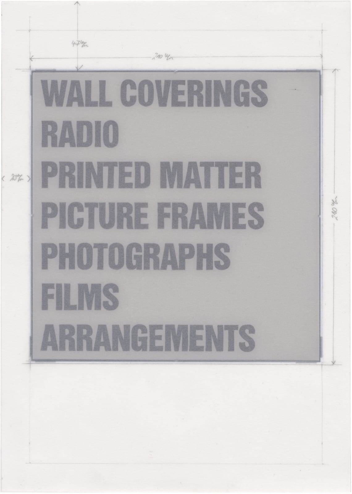 Christopher Williams, Typographic Poem (Promotional Pamphlet, Paste-Up), 2024