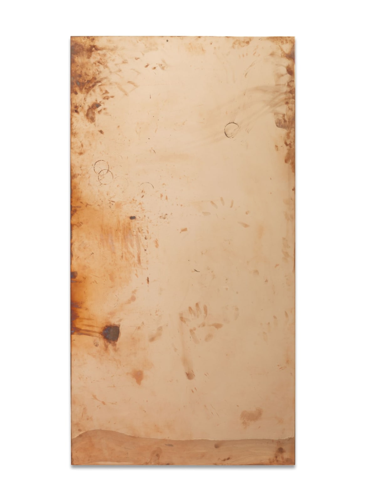 Walead Beshty, Desk [Source: aluminum, steel, and wood desk after a design by Jørgen Kastholm and Preben Fabricius from the office of Gisela Capitain at Capitain Petzel, Karl-Marx-Allee 45, Berlin, Germany. Surrogate: WB97914 (produced in conjunction with Gisela Capitain, Owner; Michael Wiesehöfer, Director; Svenja Schuhbauer, Associate Director), Copper Surrogate (Desk: designed by Jørgen Kastholm and Preben Fabricius), conceived in 2013, produced in 2014, made of polished copper and powder-coated steel with the dimensions 72 23⁄32 x 38 5⁄16 x 28 55/64 inches as a singular object. Production completed by Benchmark Scenery Incorporated, Glendale, California from 48 ounce Electrolytic-Tough-Pitch C11000 Copper Alloy cut from 60 x 120 inch mirror-polished sheet and 24 ounce Electrolytic-Tough-Pitch C11000 Copper Alloy cut from 60 x 120 inch mirror-polished sheet, with formed corners where necessary, copper plated hardware, perimeter edge French cleat system, and separate black powder-coated steel support structures. $34,269.62 production cost including travel and storage crates with floating lockable cleat system. Unexposed surrogates shipped by Los Angeles Packing, Crating and Transport, Incorporated from Los Angeles to Berlin, August 28 through September 10, 2014. Installed in place of Jørgen Kastholm and Preben Fabricius desk in the office of Gisela Capitain at Capitain Petzel, Karl-Marx-Allee 45, Berlin, Germany, on September 11, 2014, and exposed through November 3, 2014. Desk has one base surrogate with the dimensions 71 17/64 x 36 13/16 x 27 23/64 inches.], 2014