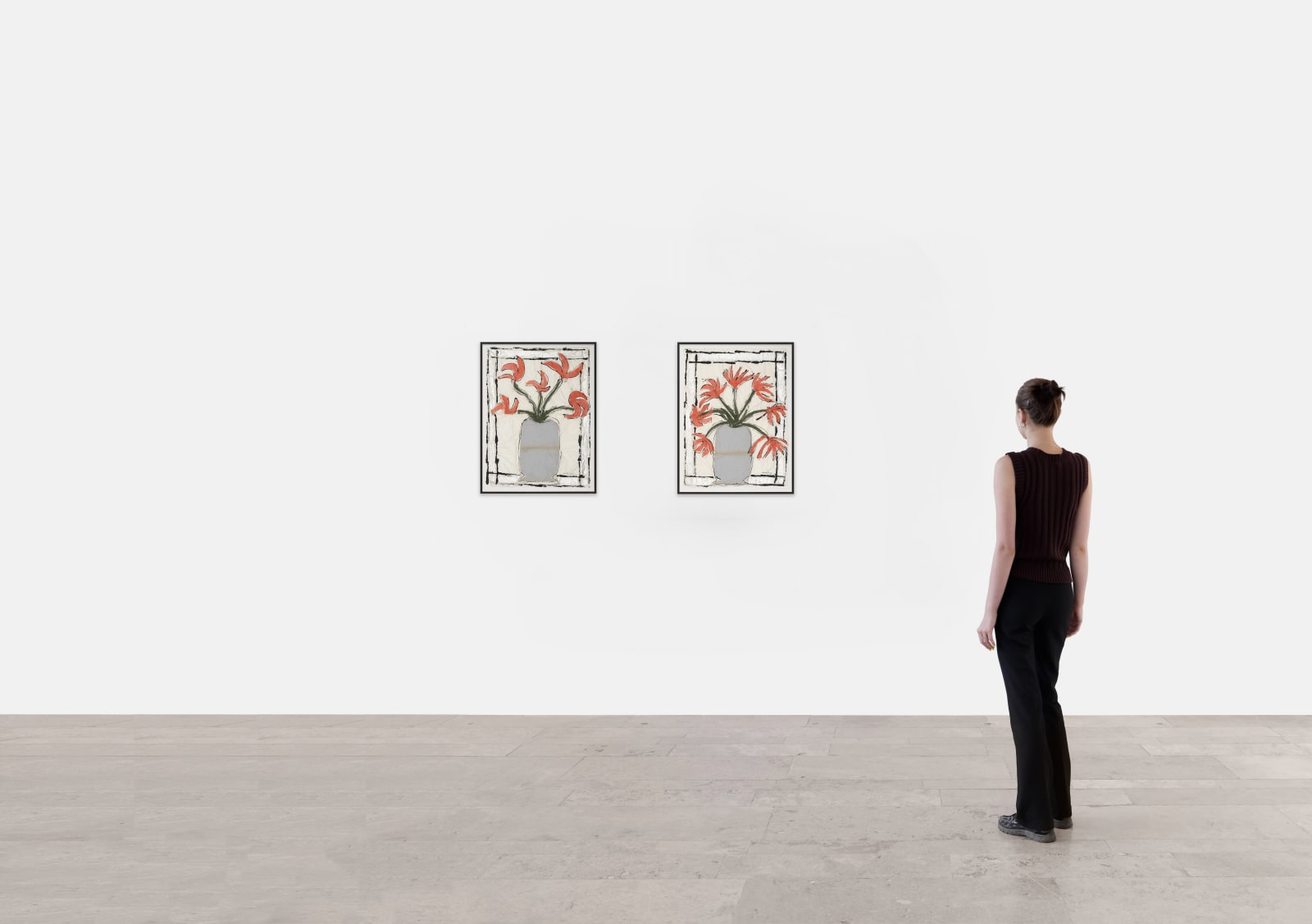 Isabella Ducrot, Red Flowers with Silver Frame I, 2024