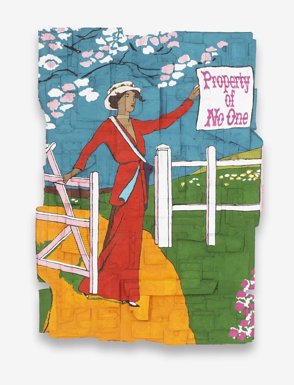 Andrea Bowers, Property of No One (Originally a Promotional Poster for "The Weekly Suffragette" Newspaper, Illustrated by Mary Bartels, 1912), 2018