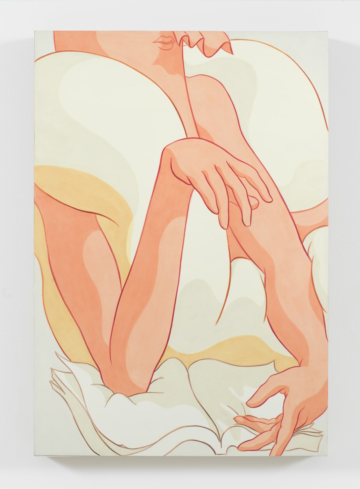 Ivy Haldeman 艾薇·海德曼, Crop, Elbow in Book, Hand Dangles Down, Finger Tip Off Edge 裁切，手肘置于书本，手臂下垂，指尖伸出边缘, 2019