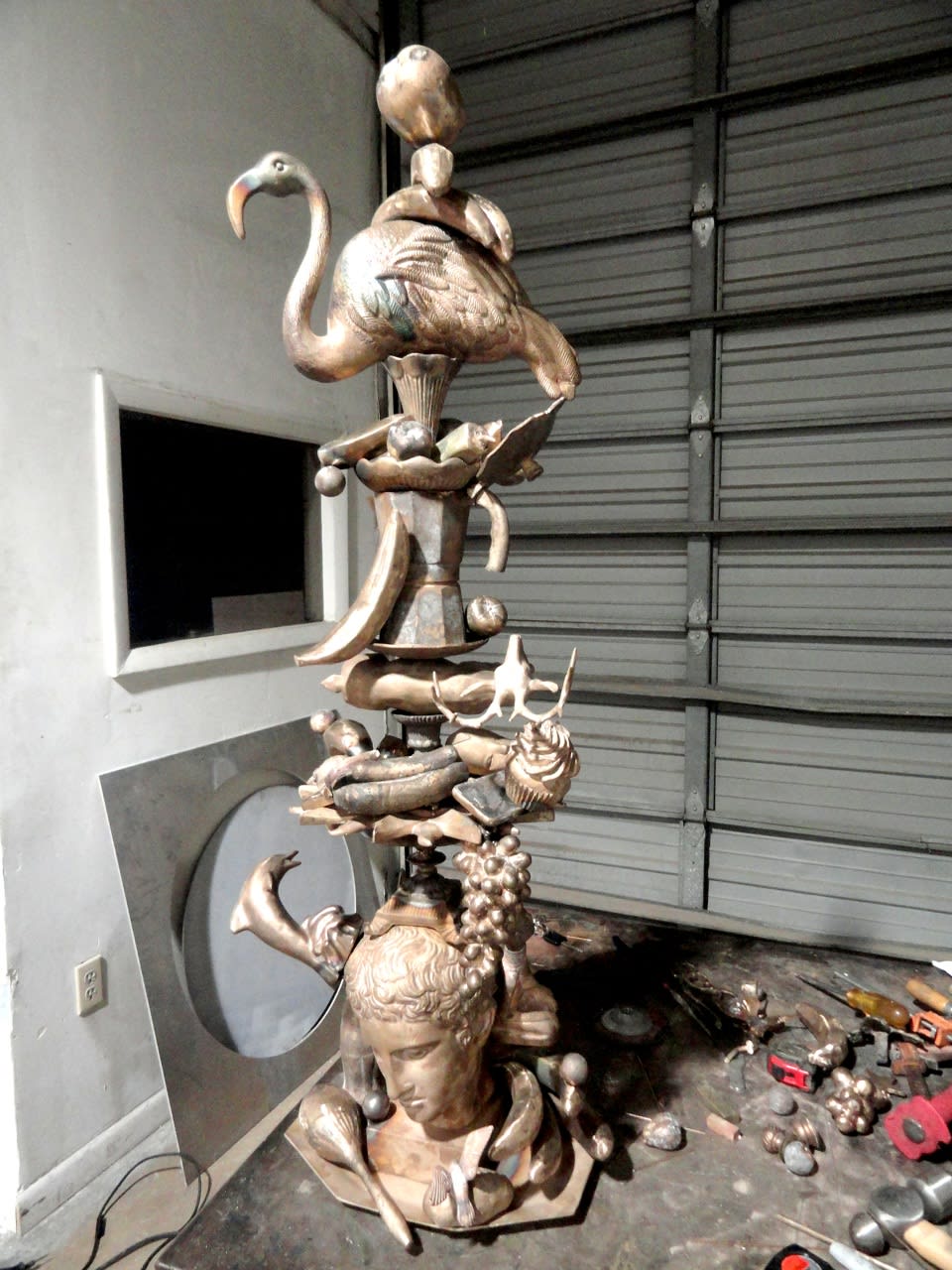 Carlos Betancourt in collaboration with Alberto Latorre, (Image prior to patina application) Totem Atomic, Bronze, 2011