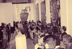 Untitled (three large paintings on right wall ) Exhibition, Imperfect Utopia, Miami Beach, Florida