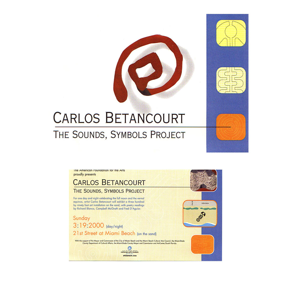 Carlos Betancourt, Sound Symbols Project, site specific installation, Miami Beach, Florida (event invitation), 2000