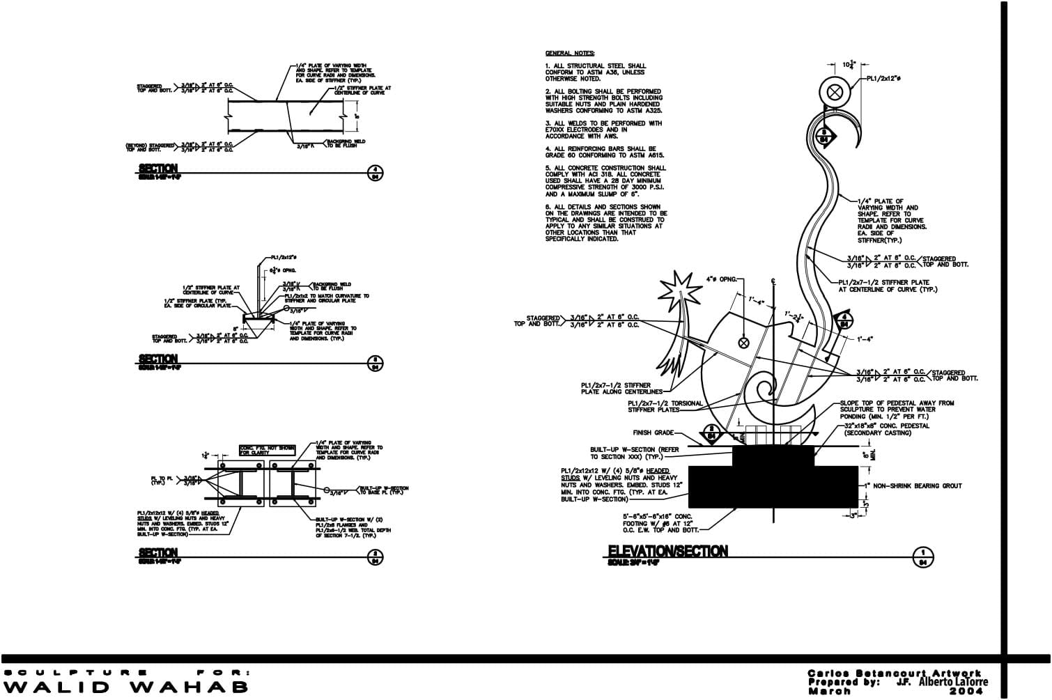Carlos Betancourt in collaboration with Alberto Latorre, Wahab Sculpture, (construction images), 2004