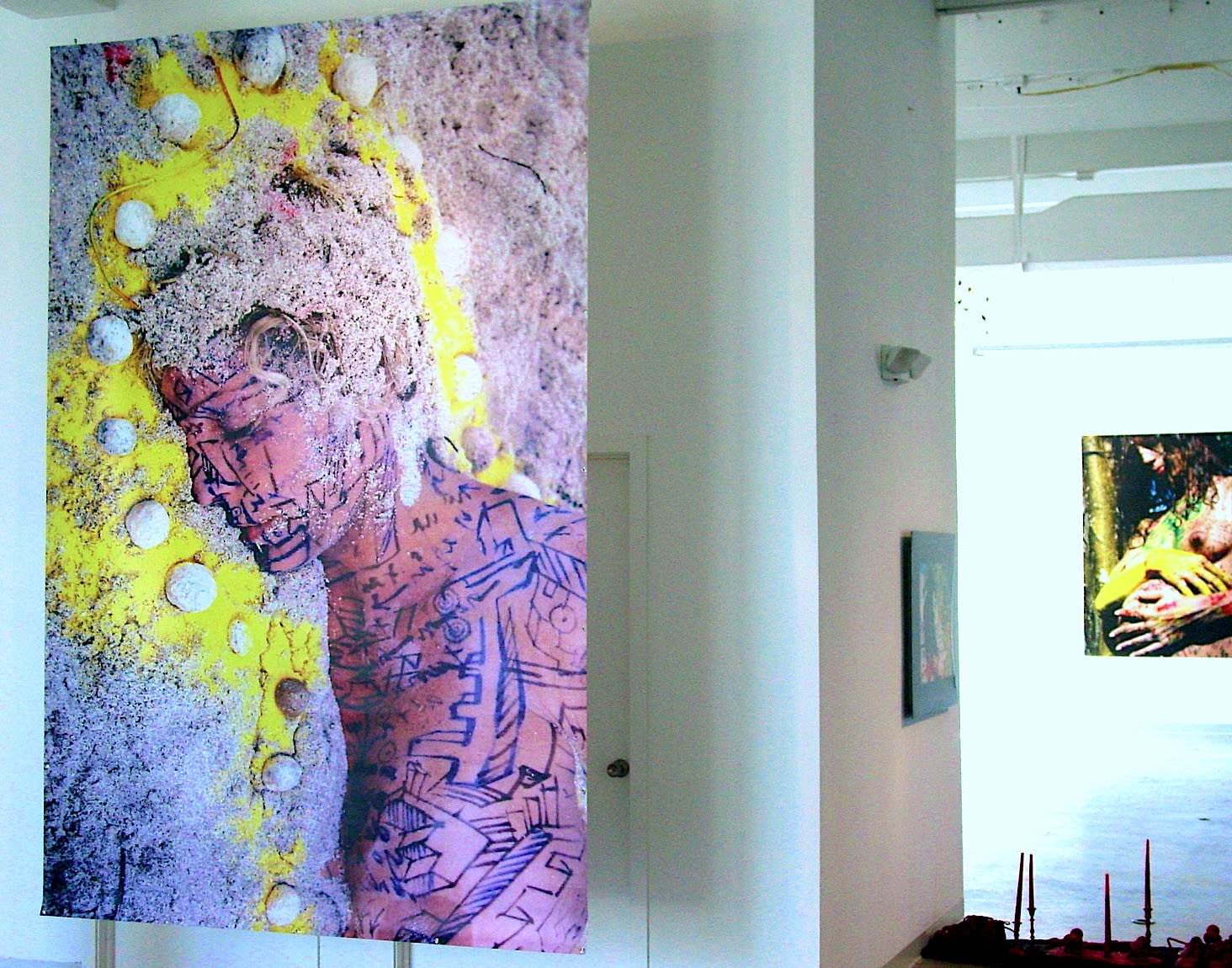 Carlos Betancourt, Untitled, with yellow, (exhibit view), 2002