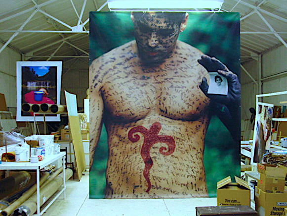 Carlos Betancourt, (Studio image) Self Portrait with Letter to Aracoel, 2001