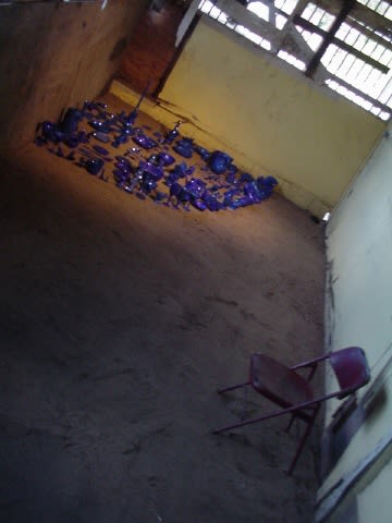 Carlos Betancourt, Interventions with Aracoels Objects, (overall view of performance site), 2002