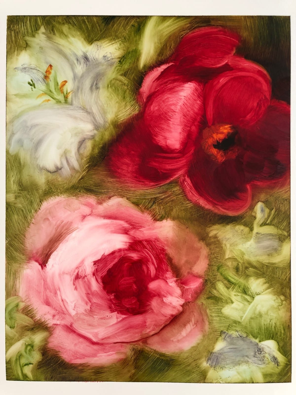 Elise Ansel, floral study in pinks and reds