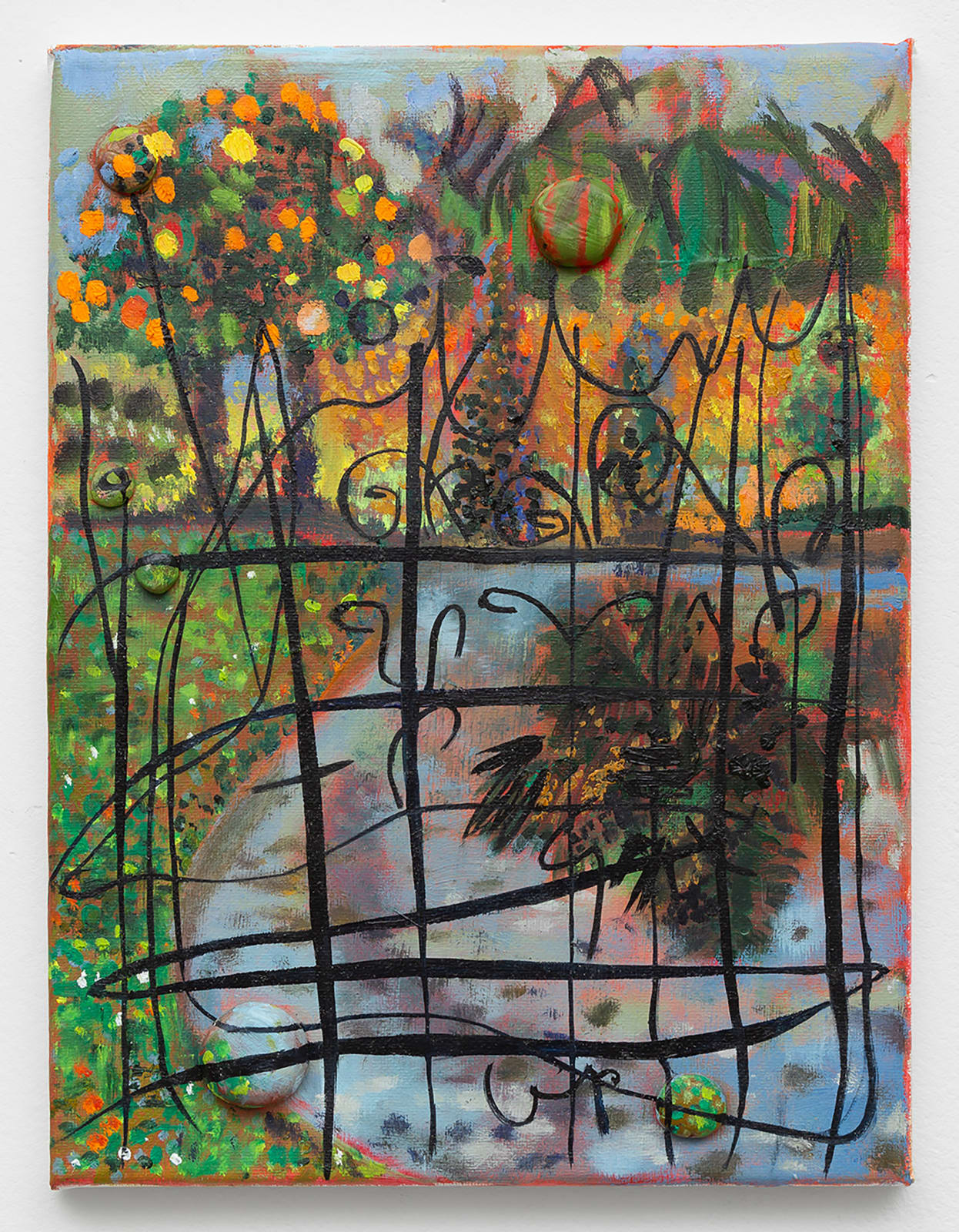 Lauren Anais Hussey Tucked Away (fruits), 2020 Apoxie Sculpt, oil on canvas 12 x 9 inches (HUSSEY 2)