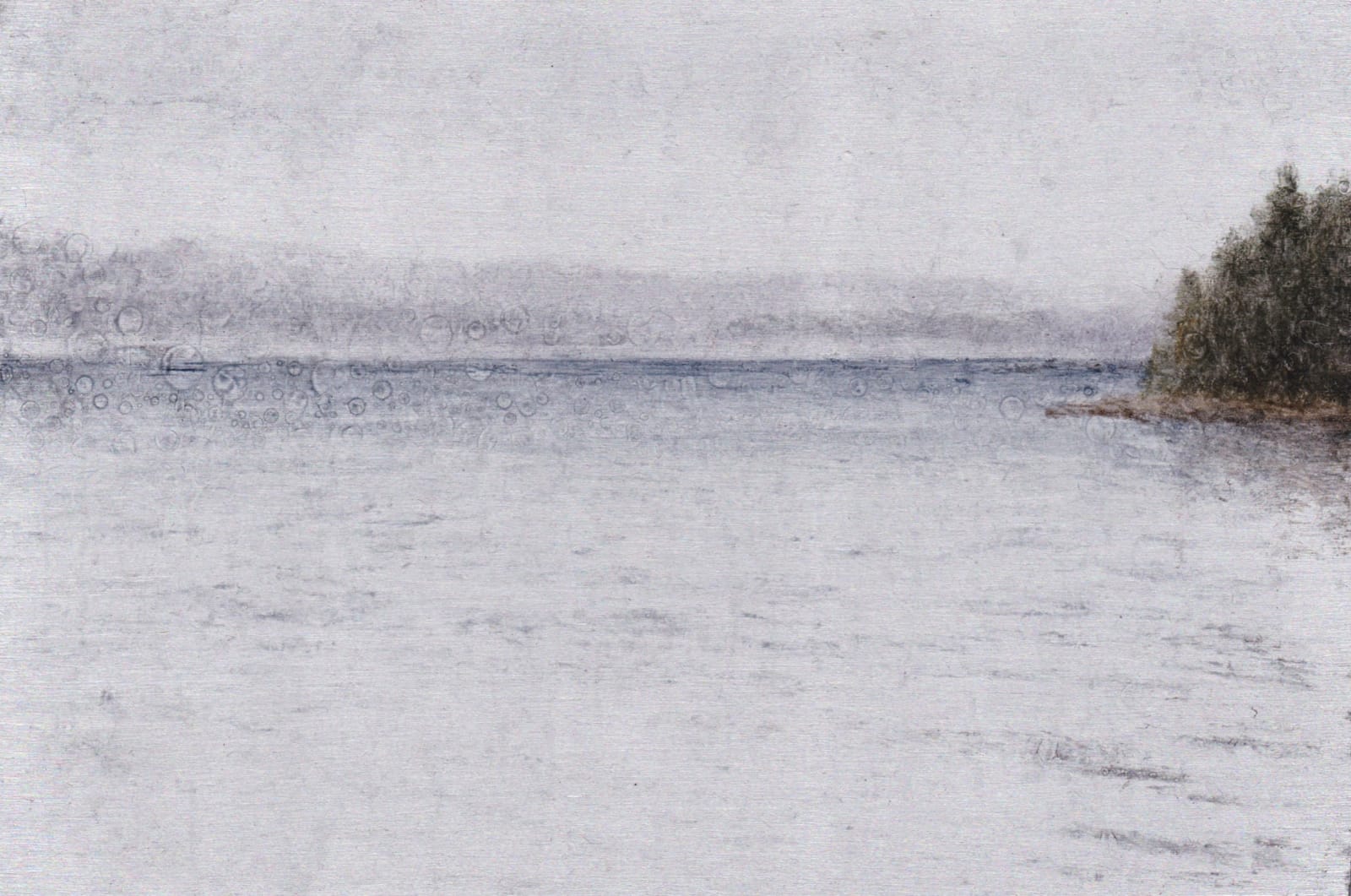 painting of foggy bay