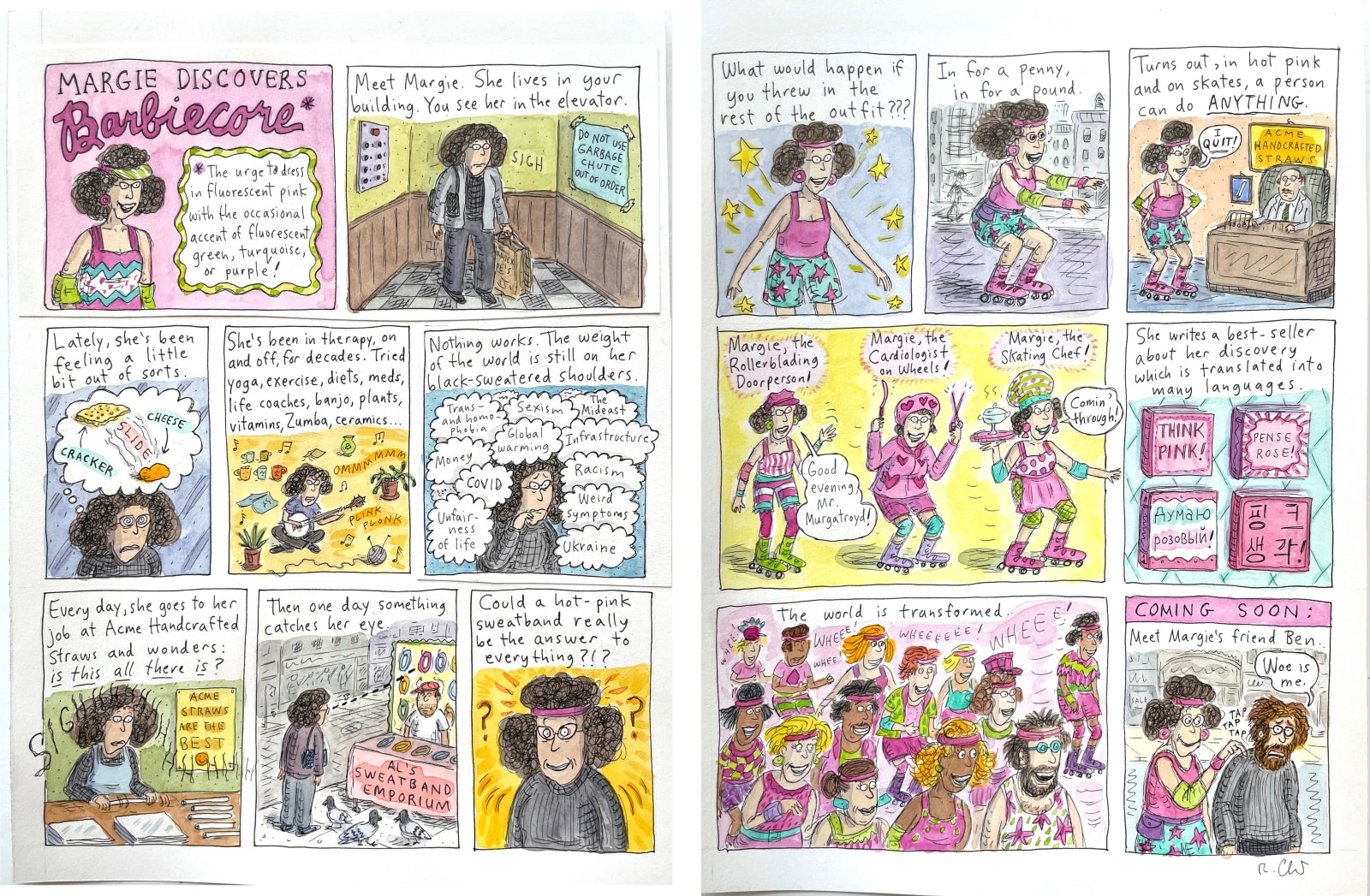 Roz Chast, Margie Discovers Barbiecore (Sketchbook), 2022, Sep. 19