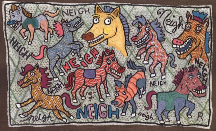 Roz Chast Motherboard, 2017 hand embroidery 11.5 x 9 inches (CHAST 149)