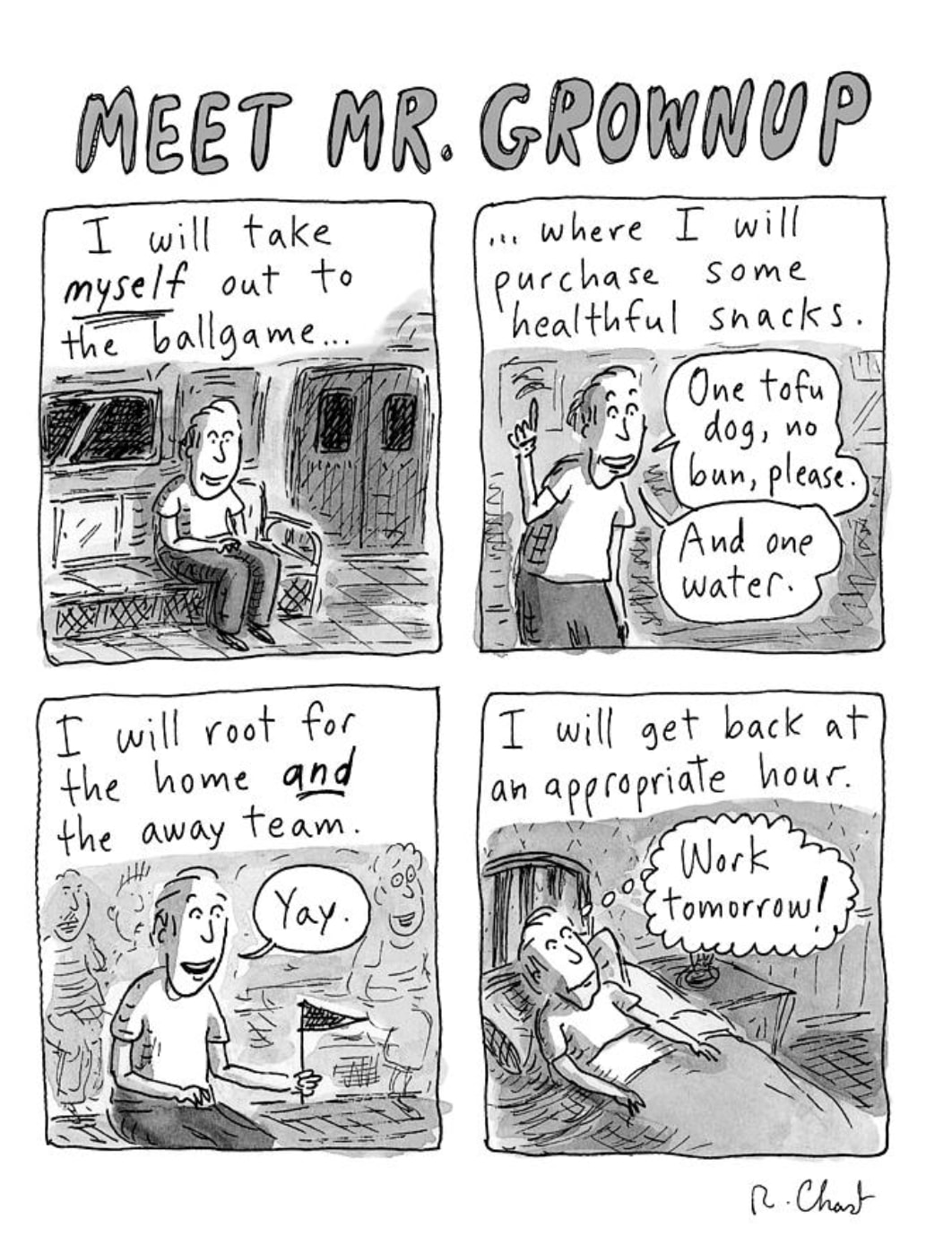 Roz Chast Meet Mr. Grownup, 2021, June 28 ink on paper 11 x 8.5 inches (sheet) (CHAST 305)