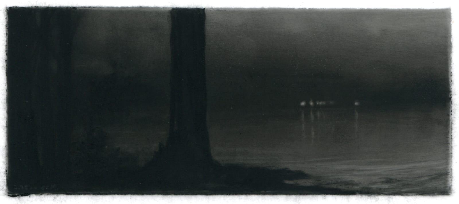 Dozier Bell Night cove, 2019 2.25 x 5.25 inches charcoal on Mylar (BELL 23)