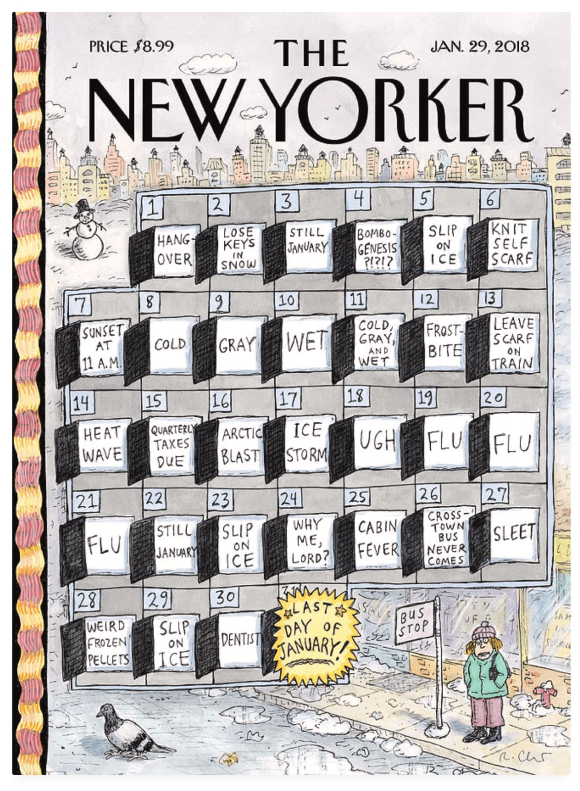 Roz Chast, Last Day of January Cover, 2018, Jan.