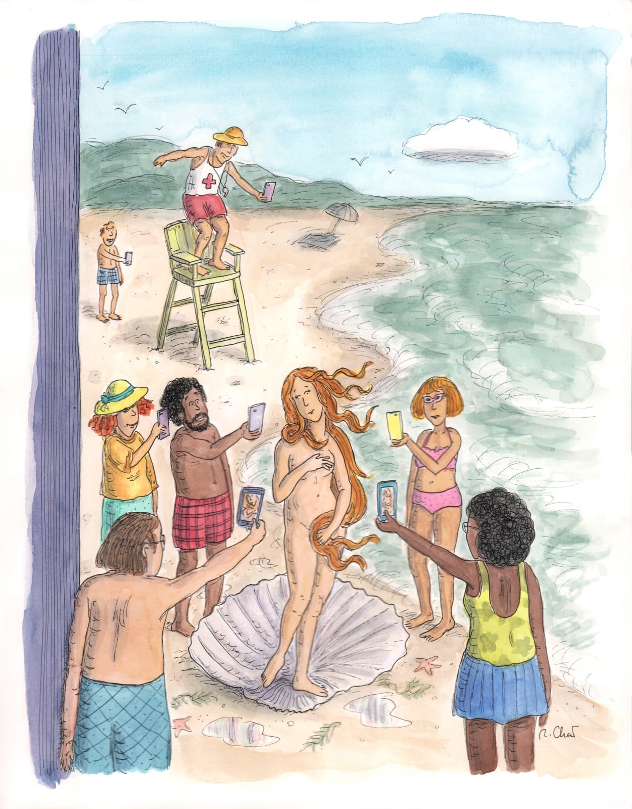 Roz Chast Venus di Milo Cover, 2014, pub. Aug. 4 watercolor and ink on paper 14 x 11 inches (CHAST 76)