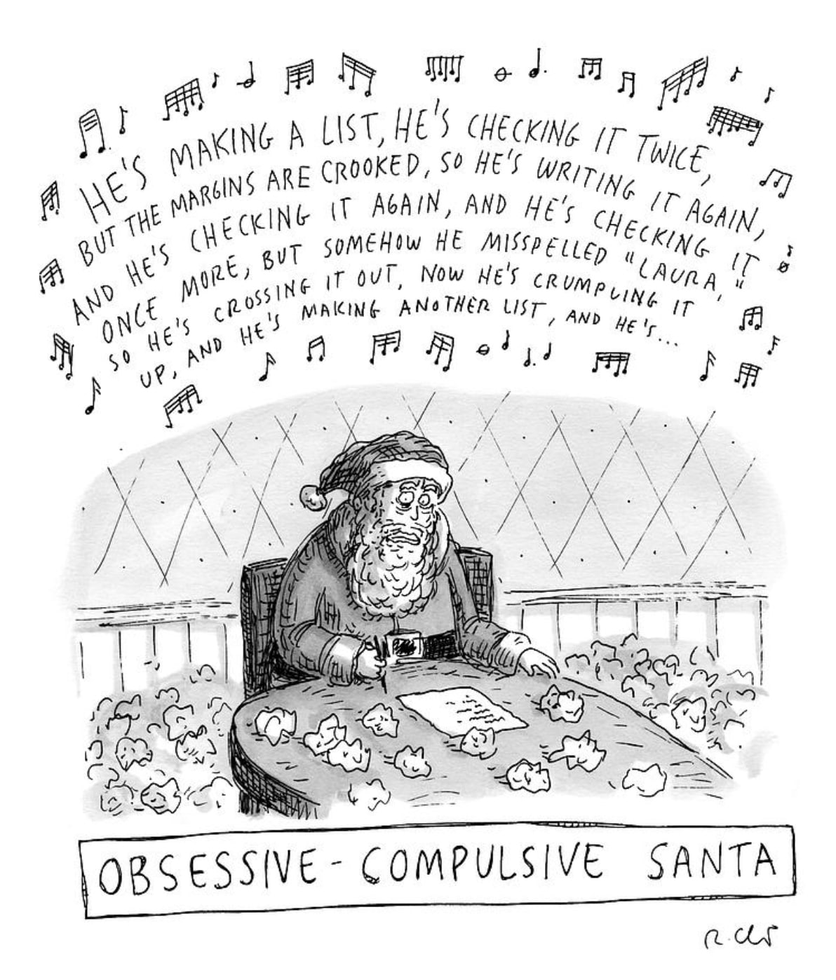 Roz Chast, Obsessive-Compulsive Santa, 2010, December 13