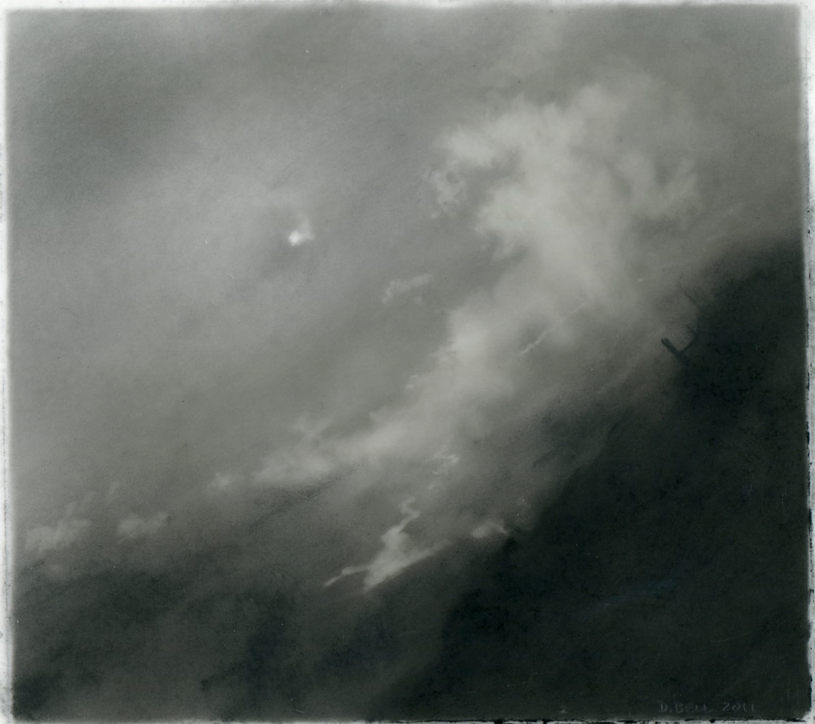 Dozier Bell Flight, 2011 charcoal on Mylar 3.5 x 4 inches (BELL 5)