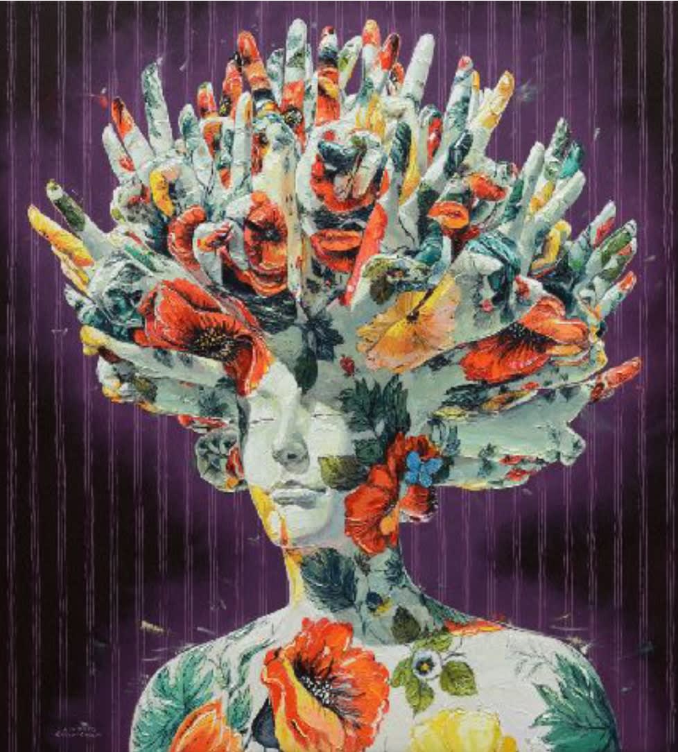 “Calmness is power” , painting by Alexi Torres artist from Cuba, based in the United States. Available at Carousel Fine Art Chicago.