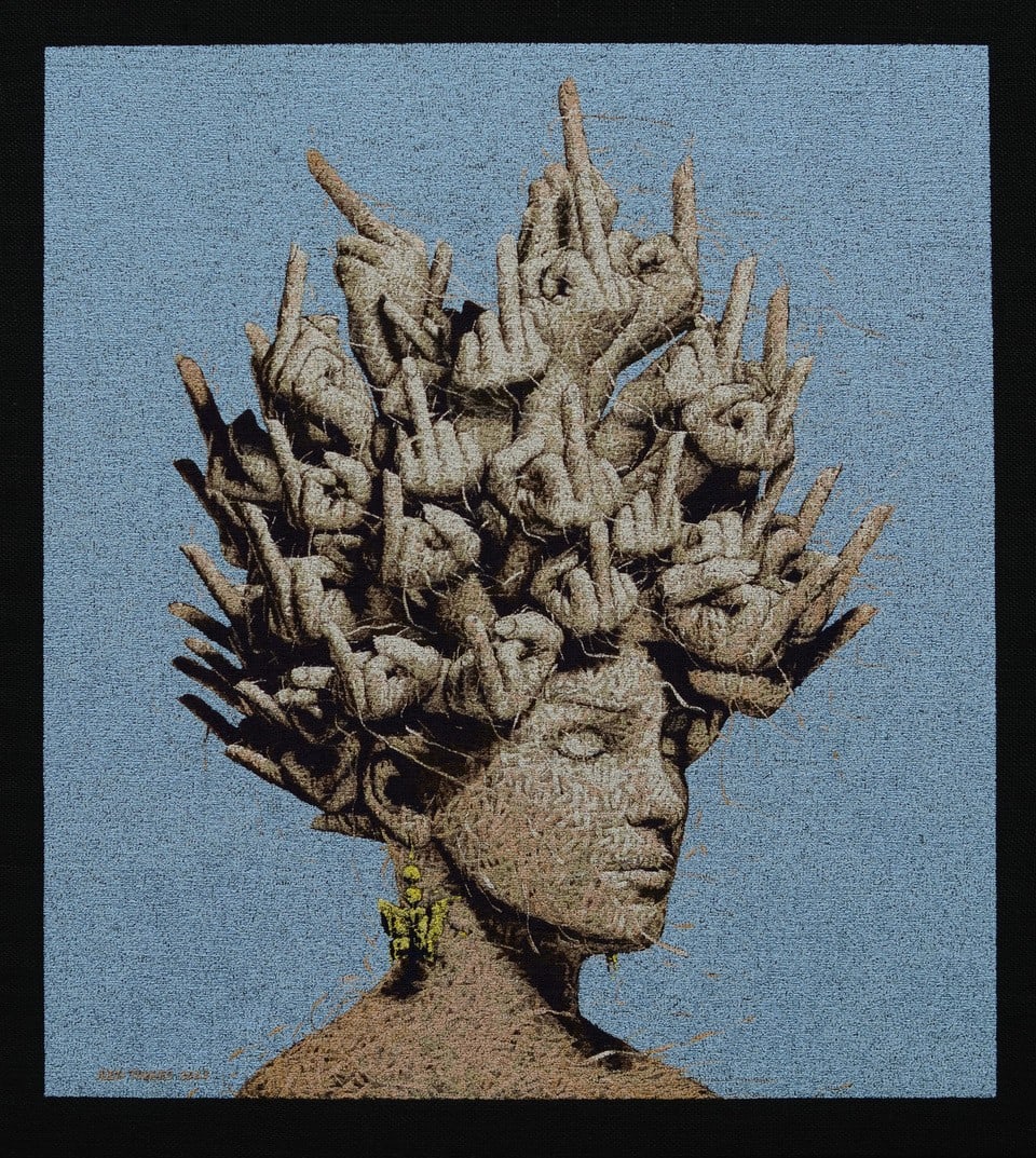 “Sharp Mind” , painting by Alexi Torres artist from Cuba, based in the United States. Available at Carousel Fine Art Atlanta.