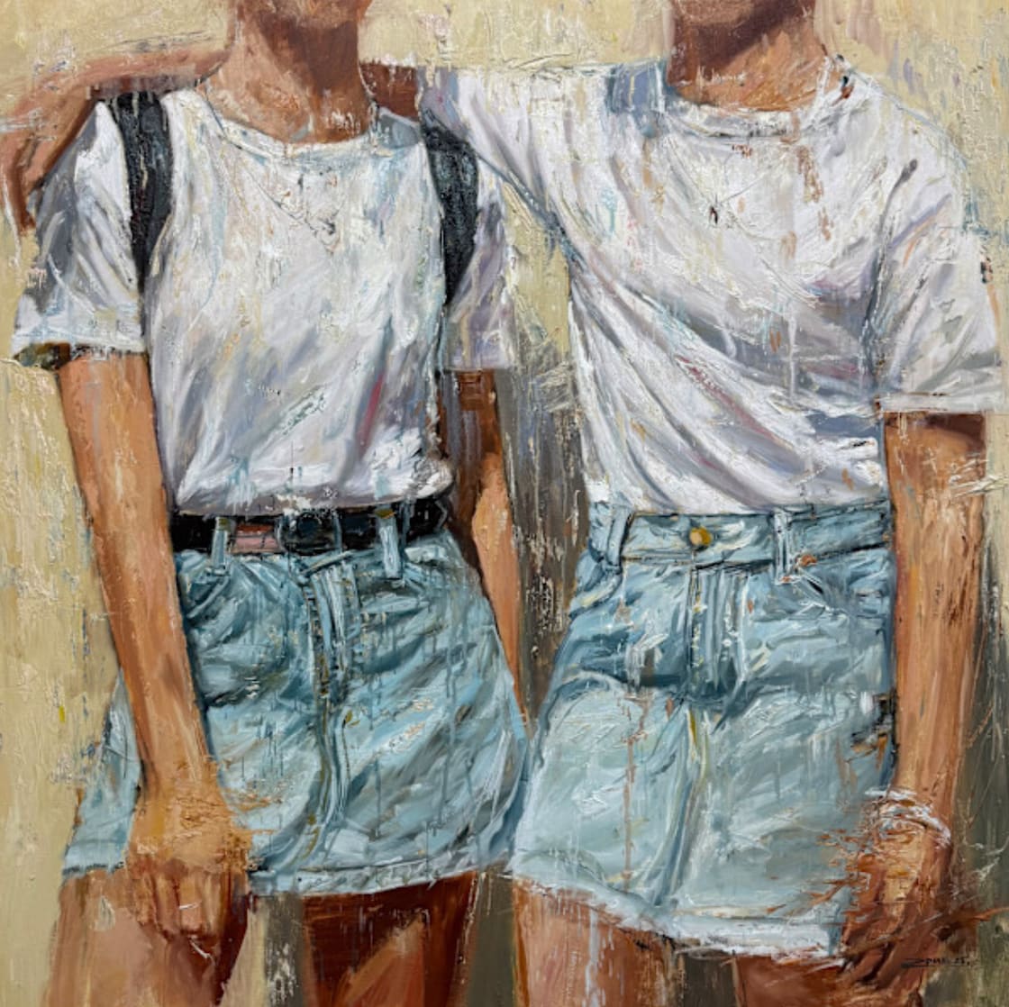 “Timeless Bond”, painting by Eric Alfaro artist from Cuba, based in the United States. Available at Carousel Fine Art Chicago.