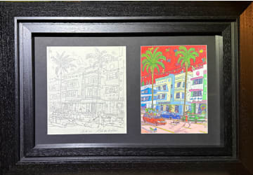 “Noël au balcon” , painting by Alain Godon artist from France. Available at Carousel Fine Art Miami.