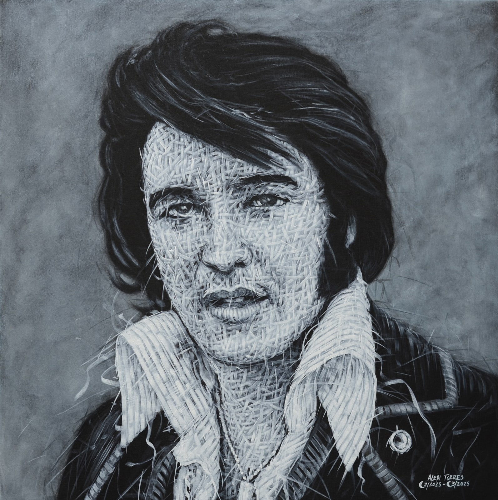 “Elvis” , painting by Alexi Torres artist from Cuba, based in the United States. Available at Carousel Fine Art Chicago.