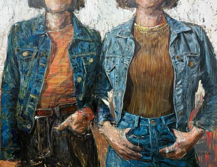 “The Twins”, painting by Eric Alfaro artist from Cuba, based in the United States. Available at Carousel Fine Art Chicago.