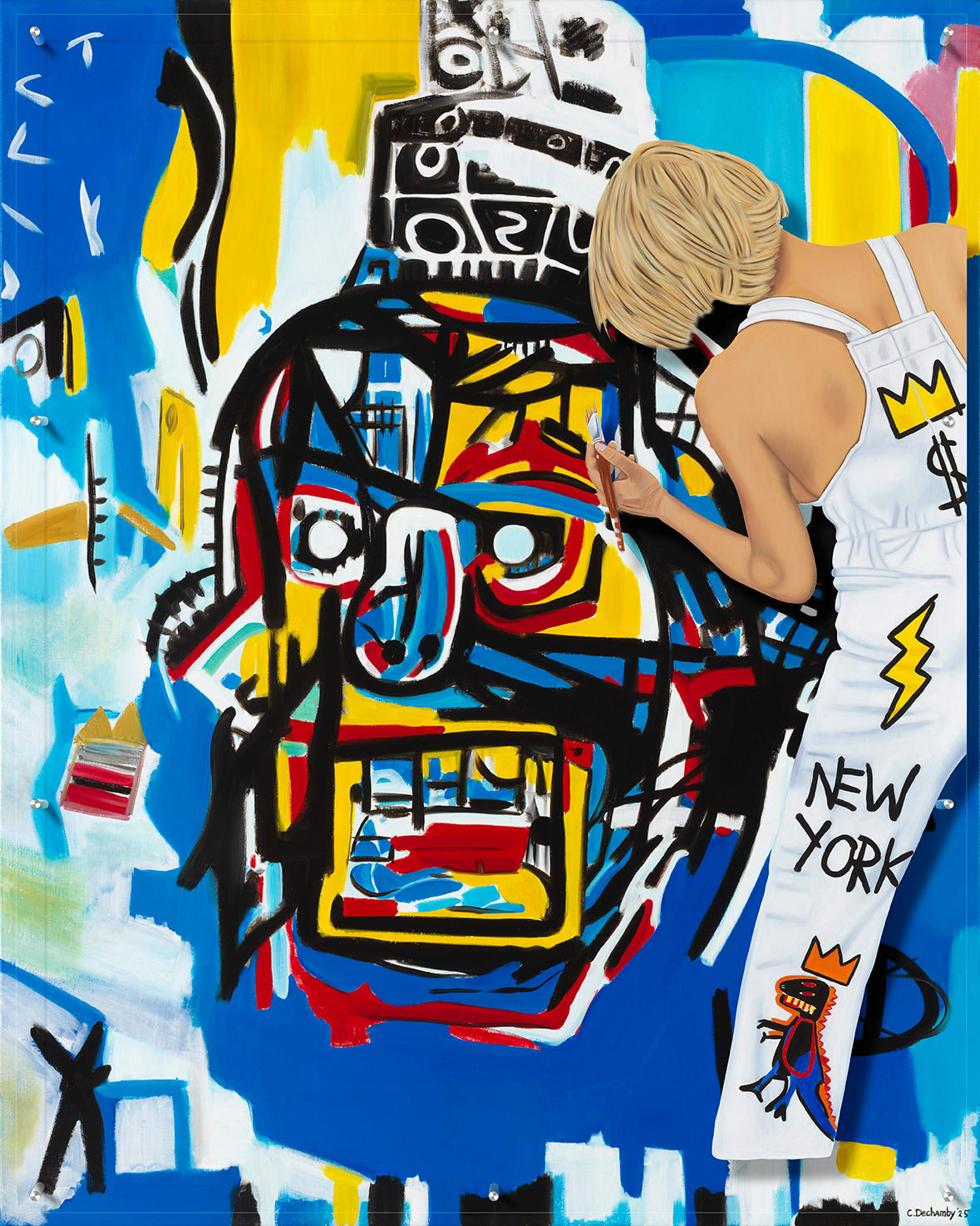 “New York Roar - Homage a Basquiat” , painting by Caroline Dechamby artist from Holland, based in Switzerland. Available at Carousel Fine Art Chicago.