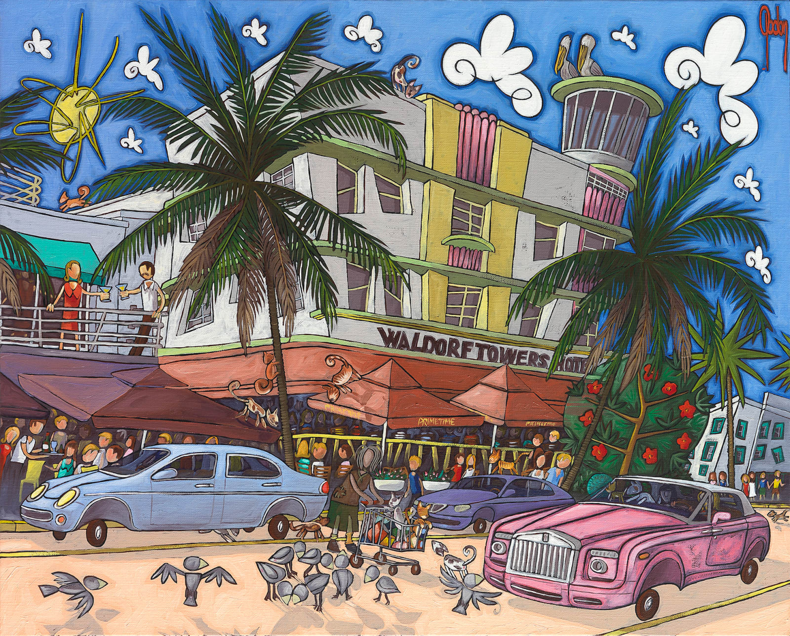 “La femme au oiseaux” , painting by Alain Godon artist from France. Available at Carousel Fine Art Miami.