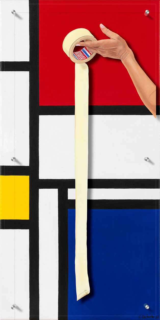 “Les Carrés Infinis” , painting by Caroline Dechamby artist from Holland, based in Switzerland. Available at Carousel Fine Art Chicago.