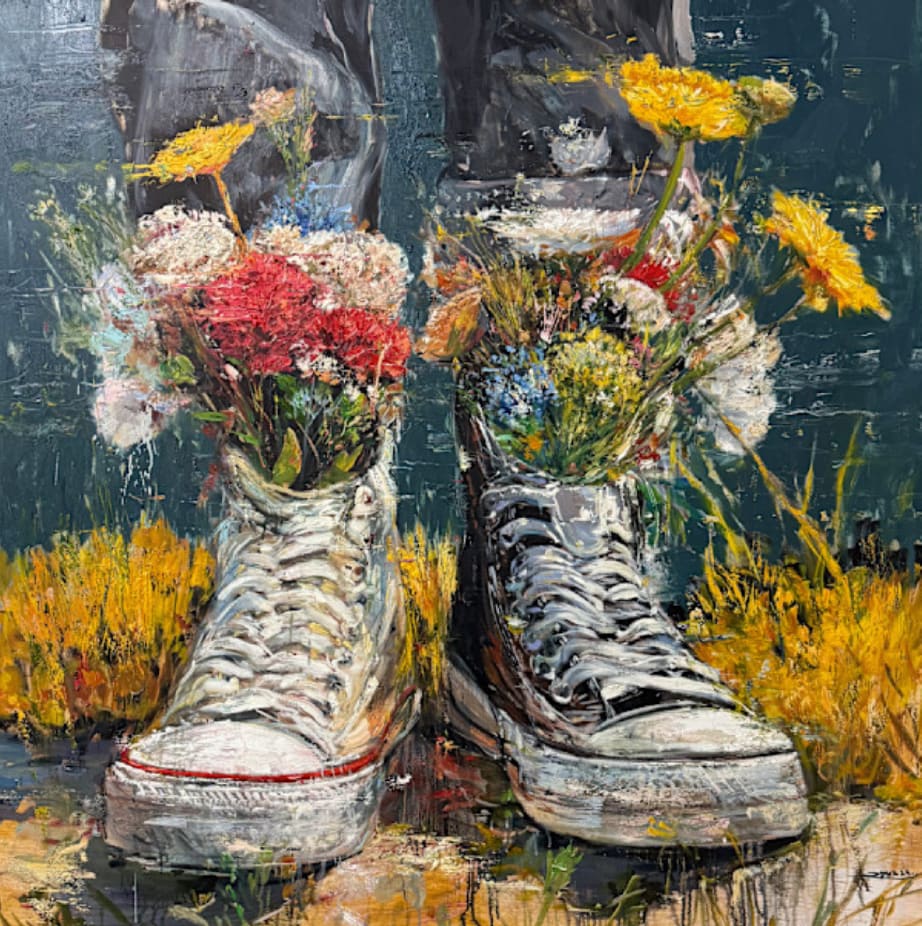 “Autumn Love”, painting by Eric Alfaro artist from Cuba, based in the United States. Available at Carousel Fine Art Chicago.