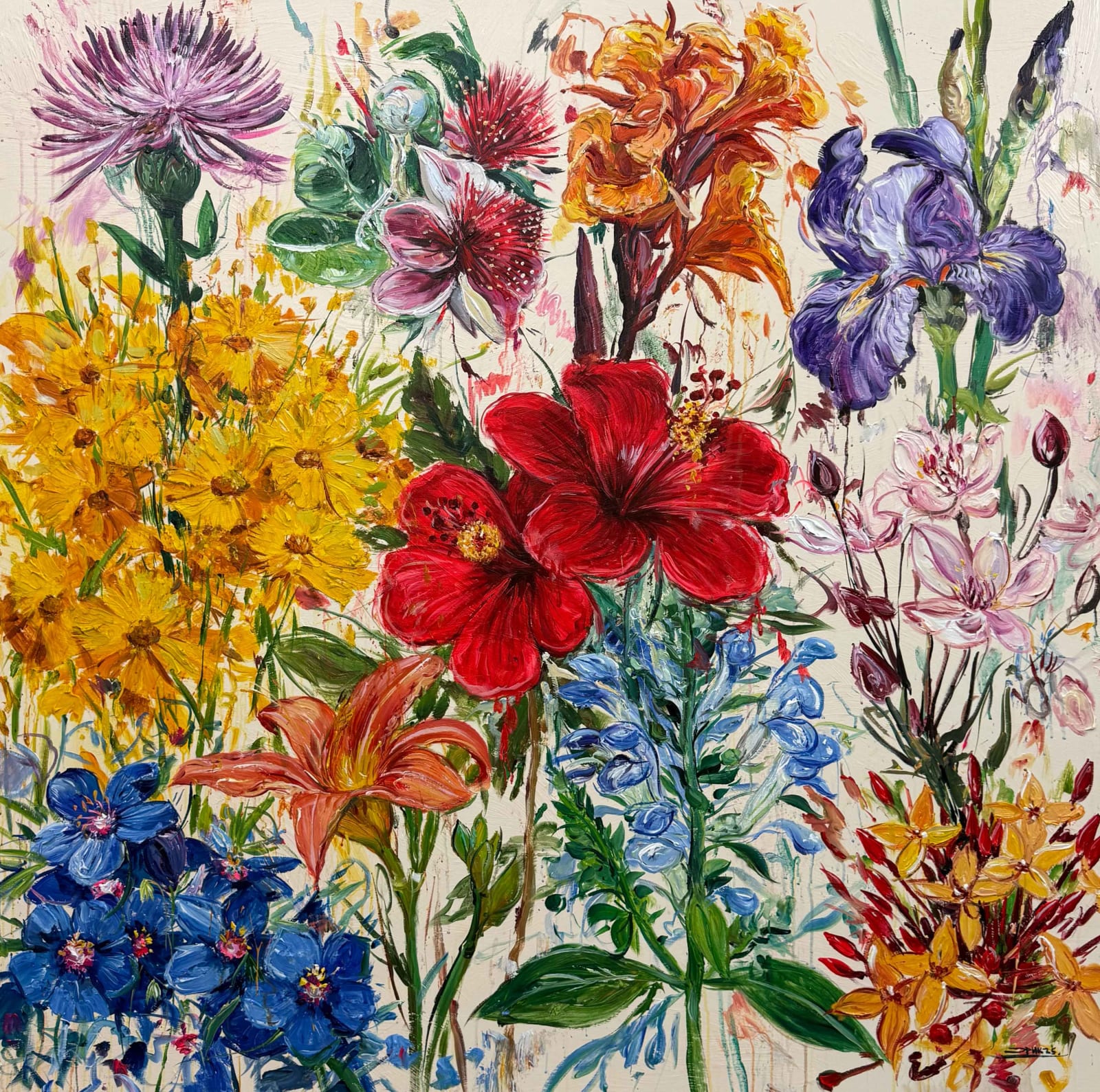 “Wild garden”, painting by Eric Alfaro artist from Cuba, based in the United States. Available at Carousel Fine Art Atlanta.