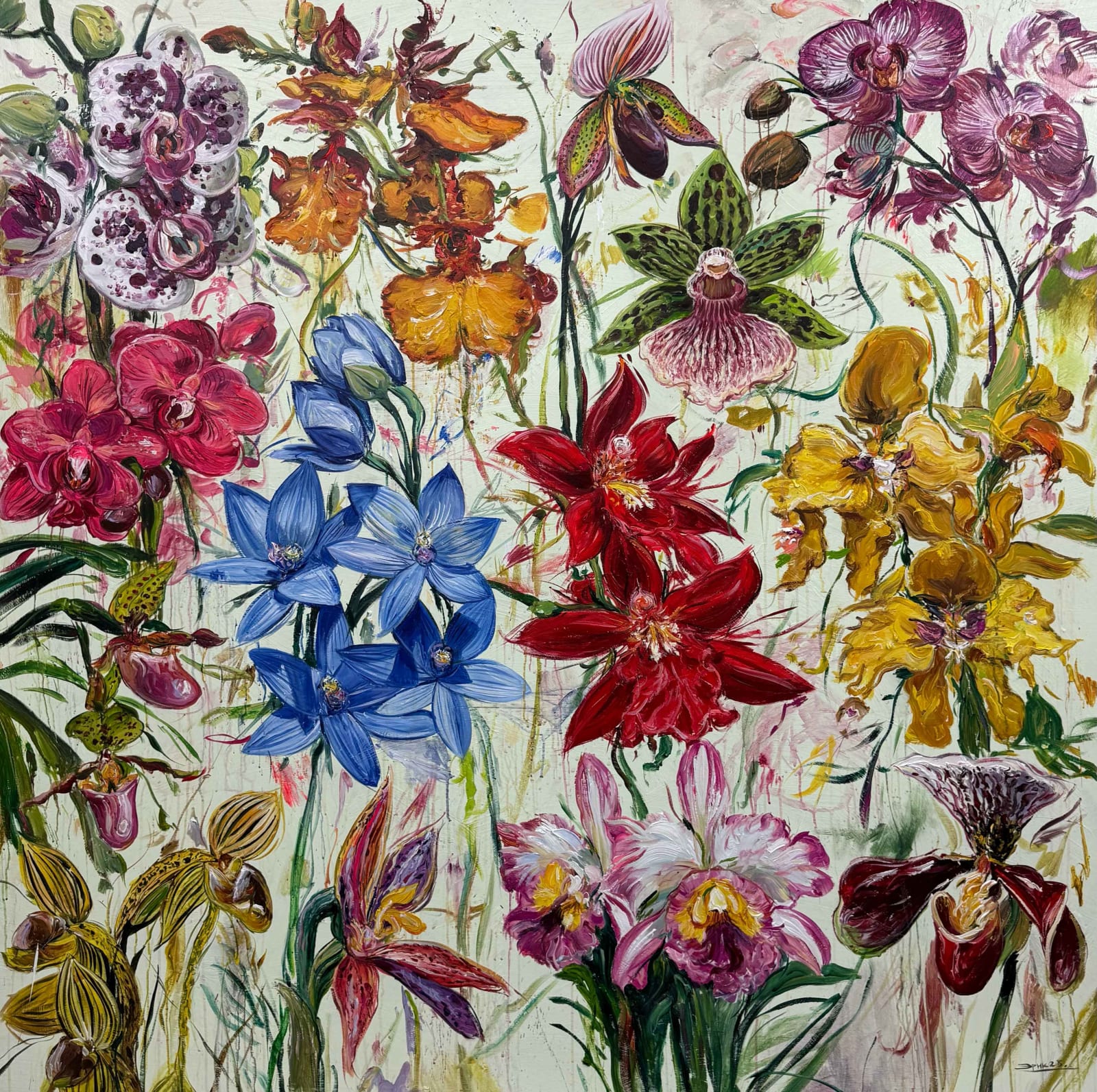 “Orchids”, painting by Eric Alfaro artist from Cuba, based in the United States. Available at Carousel Fine Art Atlanta.