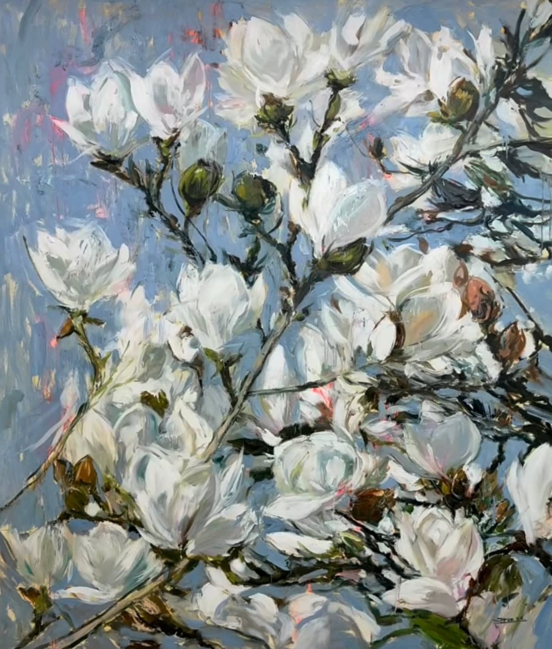 “Hanakotoba”, painting by Eric Alfaro artist from Cuba, based in the United States. Available at Carousel Fine Art Atlanta.