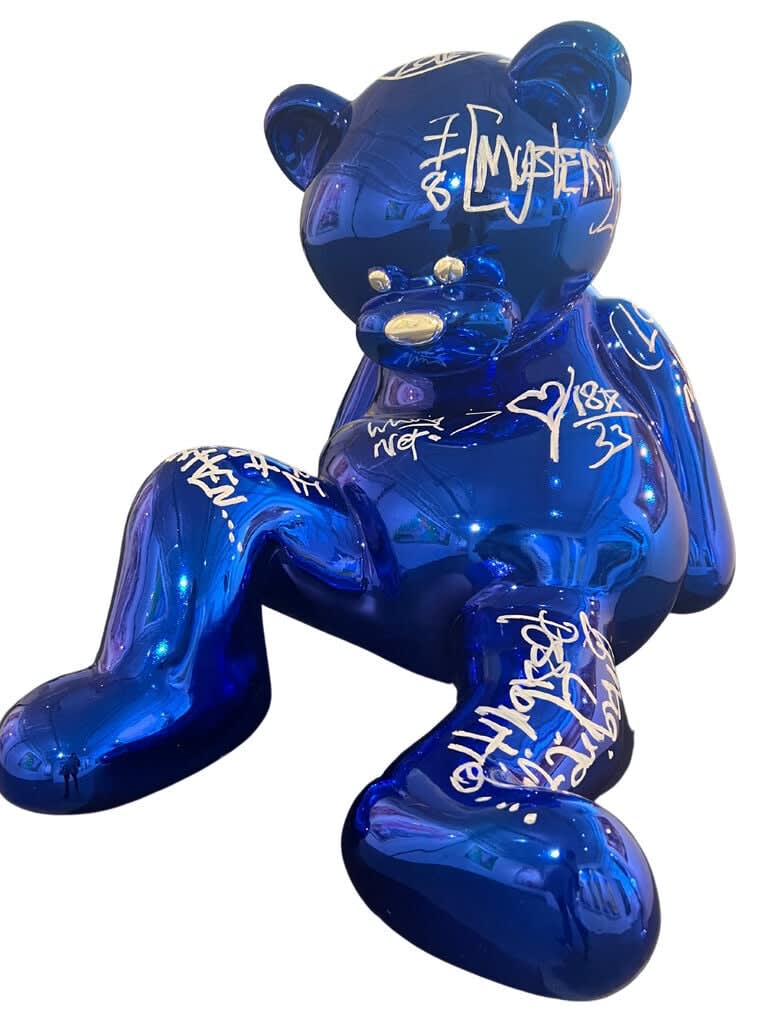 “Love Matters Bear (Blue)”, sculpture by Brendan Murphy artist from the United States. Available at Carousel Fine Art Miami.