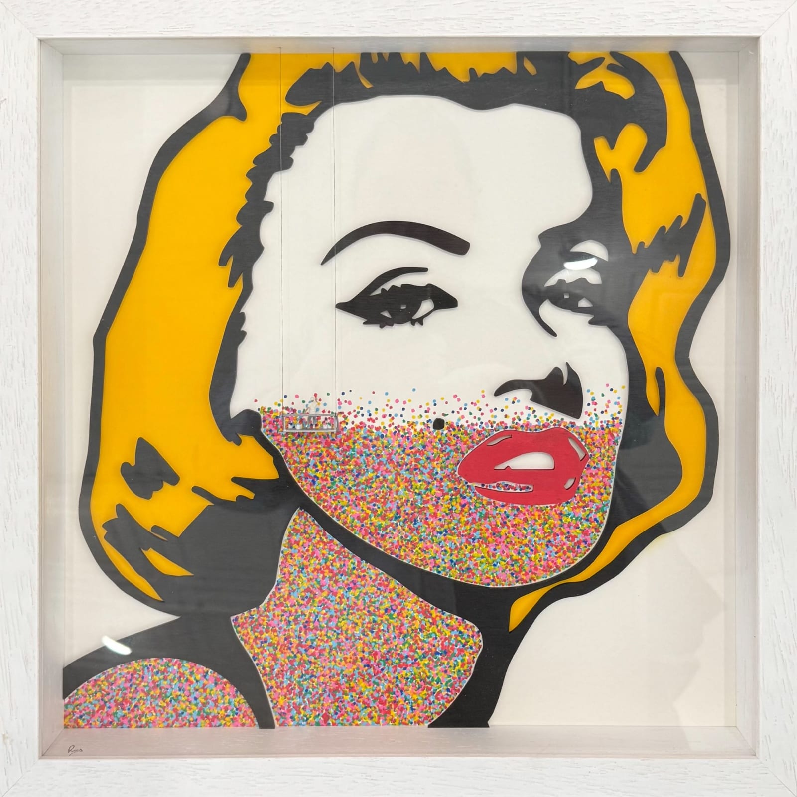 “Marilyn with Dots”, mixed media artwork by Roy’s People artist from London. Available at Carousel Fine New Buffalo.