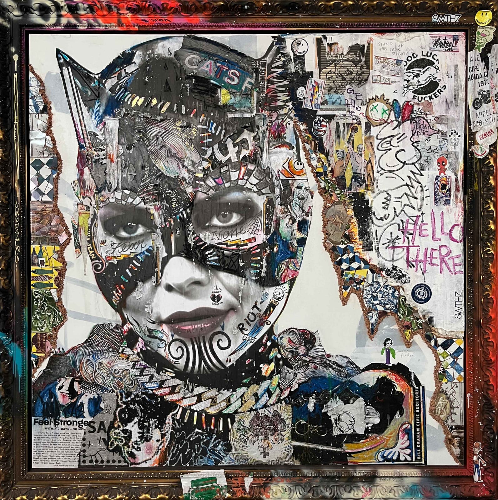 “Cat Woman Michelle Pfeiffer ” painting by Stikki Peaches, artist from Canada. Available at Carousel Fine Art, Atlanta.