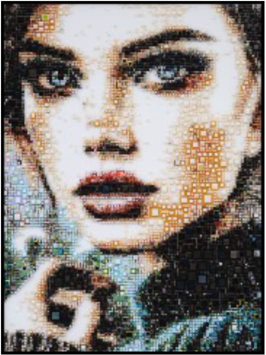 “Nell”, mixed media work by Isabelle Scheltjens artist from Belgium. Available at Carousel Fine Art West Palm Beach.